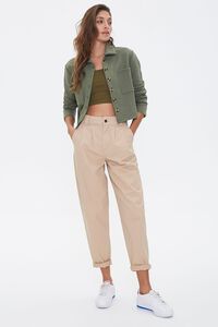 OLIVE French Terry Cropped Shacket, image 4