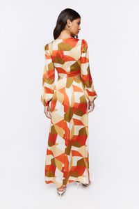 RUST/MULTI Satin Abstract Print Maxi Dress, image 3