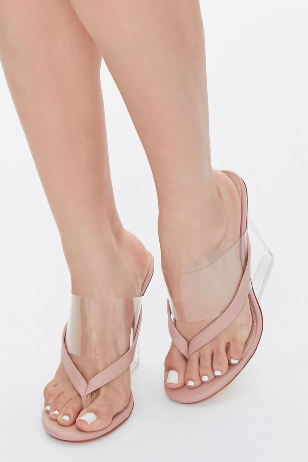 NUDE Toe-Thong Lucite Wedge Heels, image 1