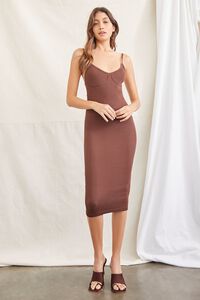 BROWN Ribbed Pointelle Bodycon Dress, image 5