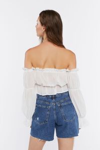 IVORY Ruffle Off-the-Shoulder Crop Top, image 3