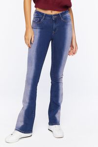 DENIM/PINK Bleach Wash Low-Rise Bootcut Jeans, image 2