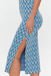 BLUE/MULTI Geo Print Slit Midi Dress, image 6