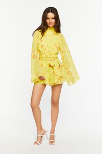 YELLOW/MULTI Floral Chiffon Bell-Sleeve Romper, image 4