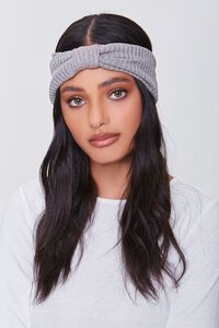 HEATHER GREY Ribbed Knotted Headwrap, image 1