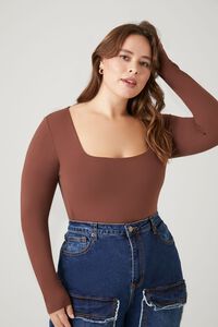 CHOCOLATE Plus Size Fitted Bodysuit, image 1