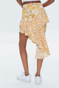MUSTARD/MULTI Floral Print High-Low Skirt, image 4