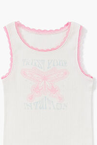 CREAM/MULTI Girls Butterfly Graphic Tank Top (Kids), image 3
