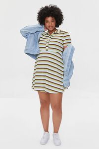 GREEN/MULTI Plus Size Striped Shirt Dress, image 4