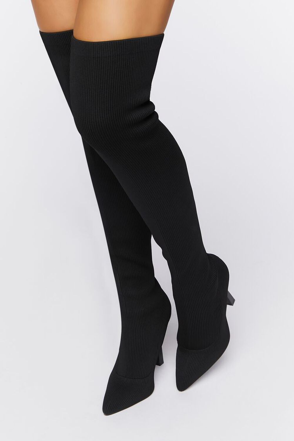 BLACK Over-the-Knee Sock Boots, image 1
