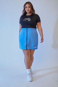 BLUE/WHITE Plus Size Zip-Up FUBU Mini Skirt, image 5