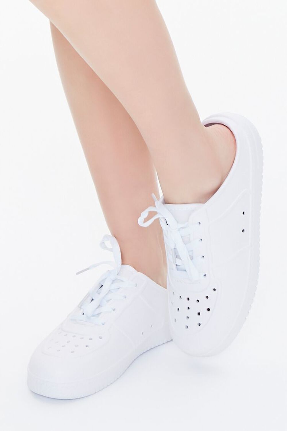 WHITE Perforated Low-Top Sneakers, image 1