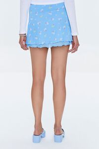 BLUE/MULTI Floral Print Mesh Mini Skirt, image 4