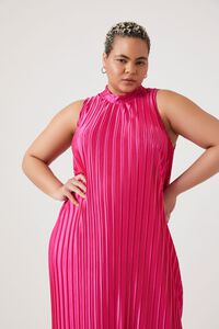 HOT PINK Plus Size Plisse Midi Dress, image 4