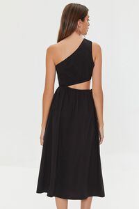 BLACK One-Shoulder Cutout Midi Dress, image 3