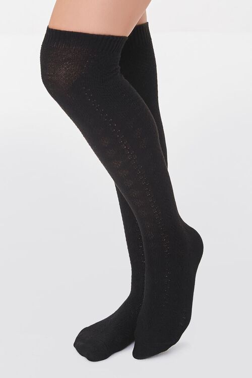 BLACK Over-the-Knee Pointelle Socks, image 1