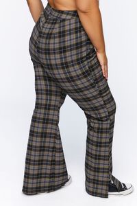 GREY/MULTI Plus Size Plaid Split Flare Pants, image 4