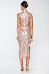 MAUVE Sequin Ruched Slit Midi Dress, image 3