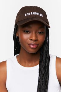 BROWN/WHITE Embroidered Los Angeles Baseball Cap, image 1