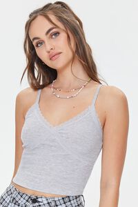 HEATHER GREY Lace-Trim Cropped Cami, image 2