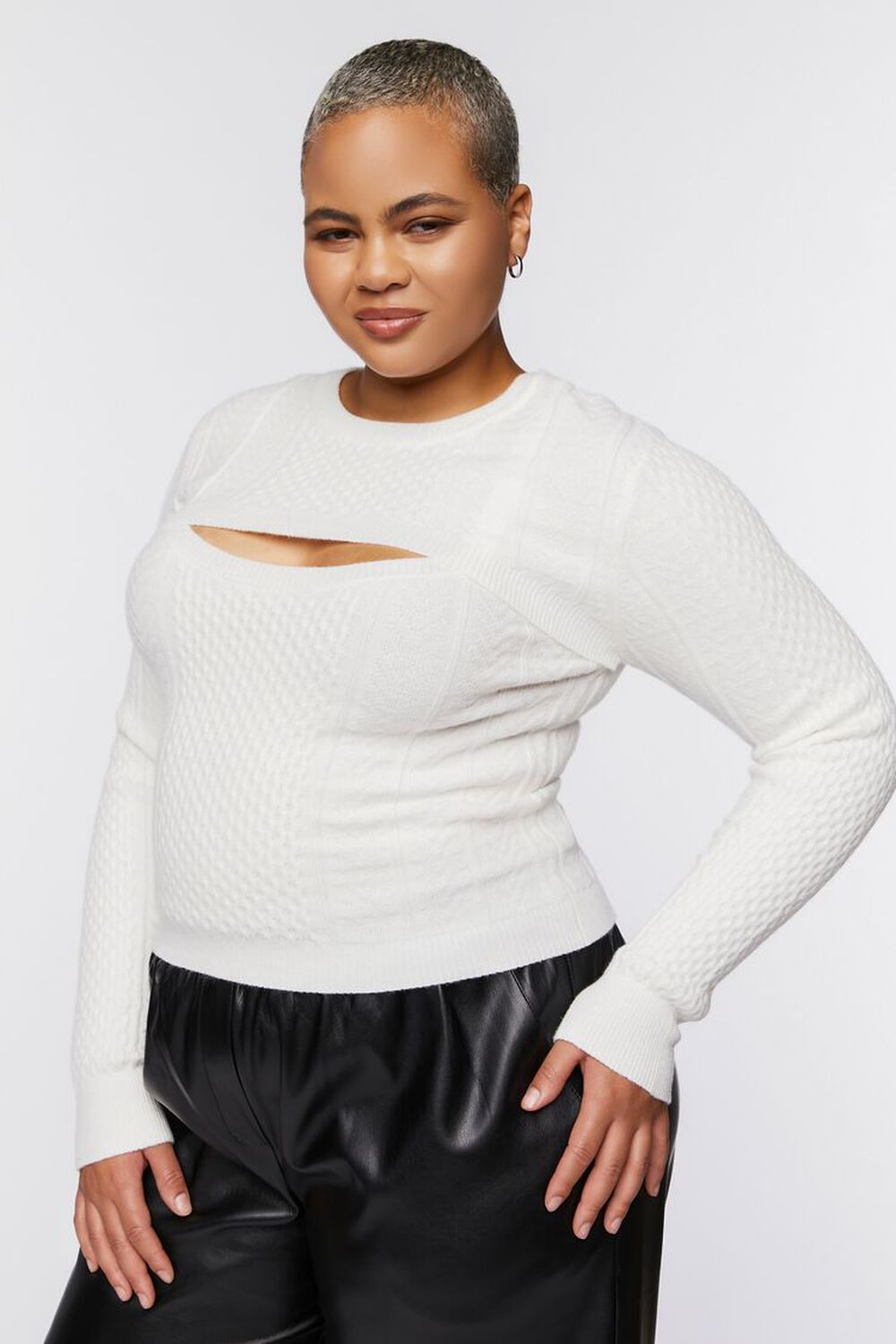 Plus Size Cable-Knit Combo Top