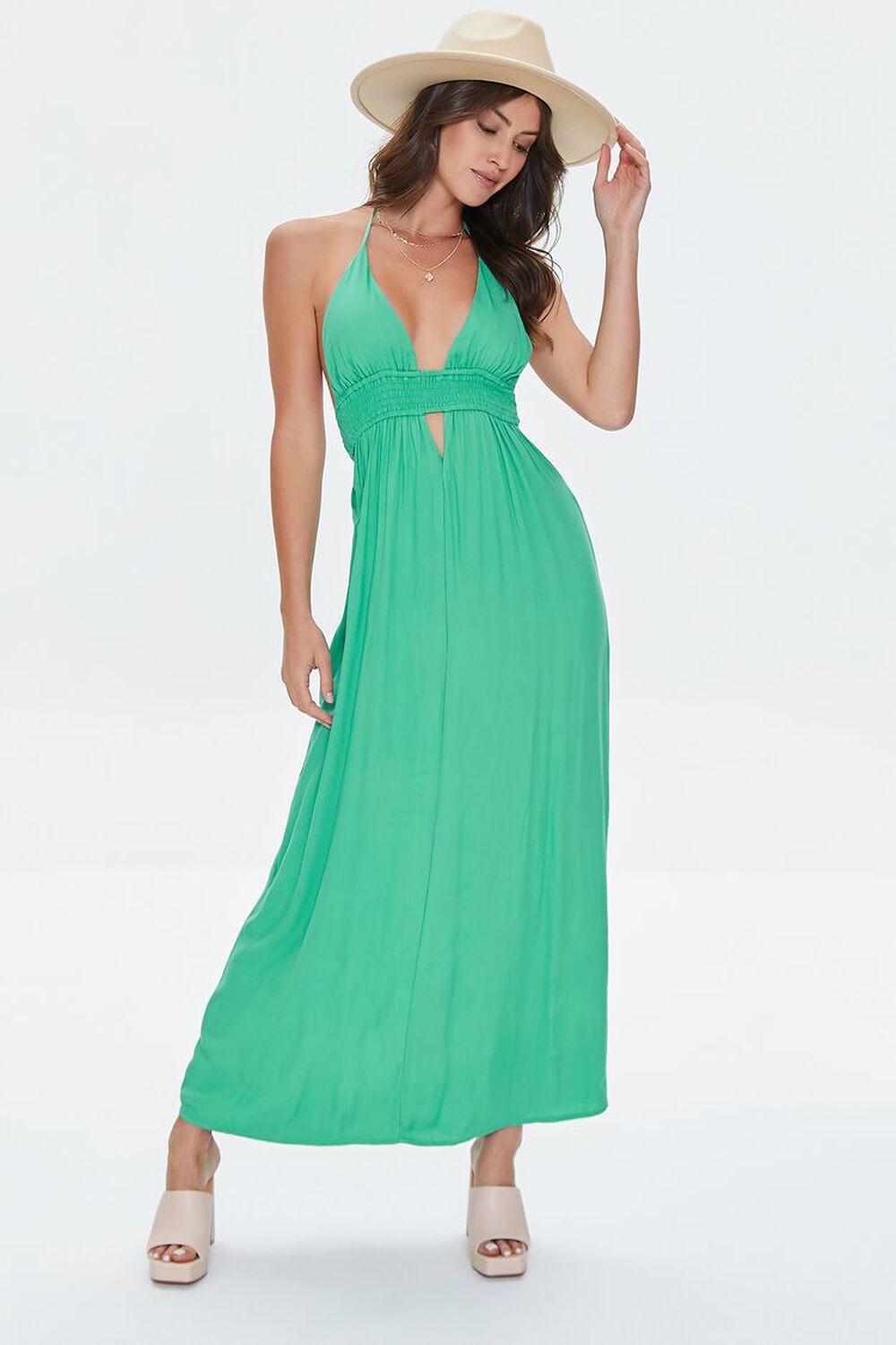 MEADOW Cutout Plunging Halter Maxi Dress, image 1