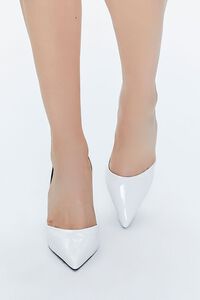 WHITE Faux Patent Leather Slingback Heels, image 4