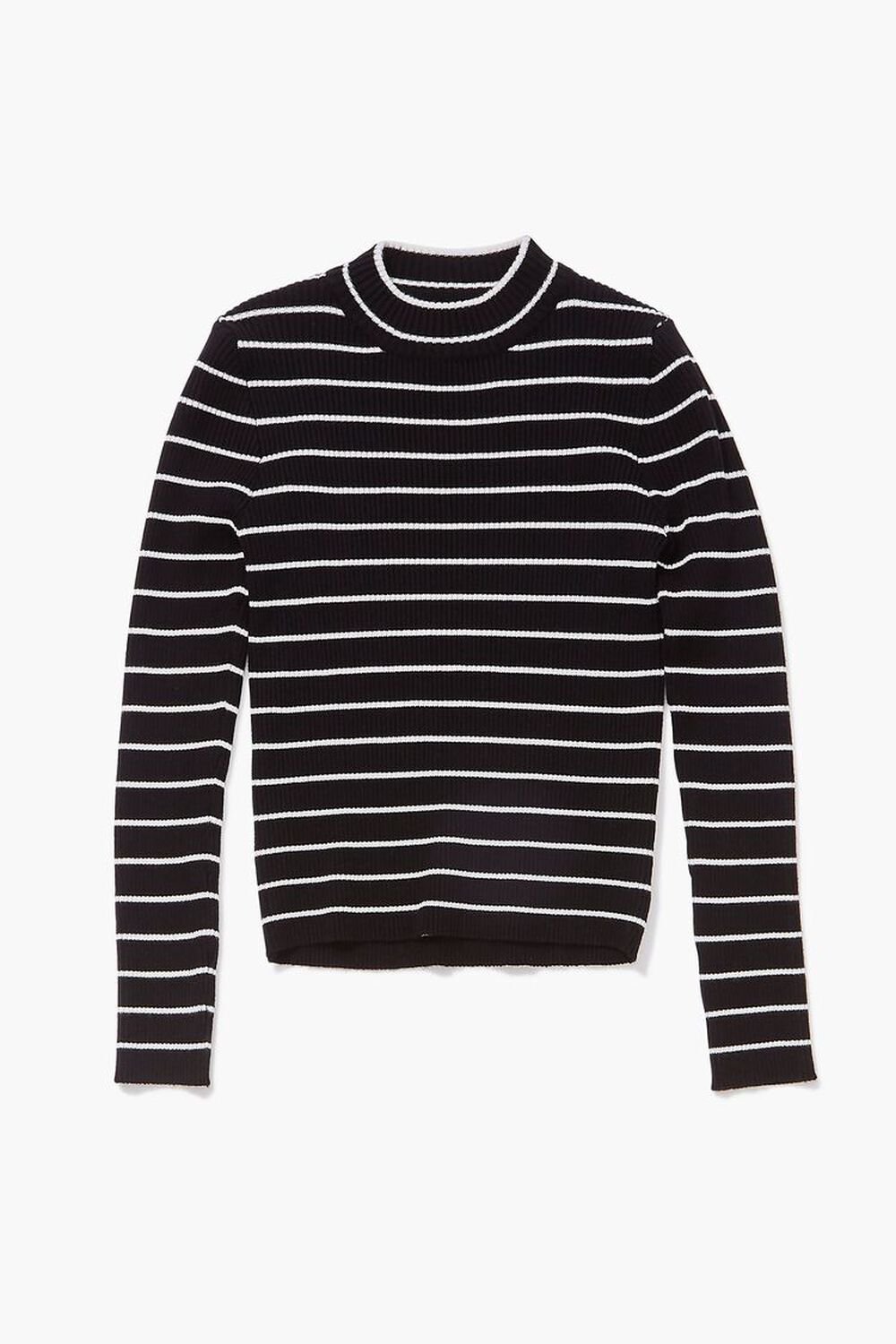 BLACK/WHITE Girls Striped Sweater (Kids), image 1