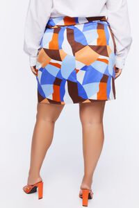 BLUE/MULTI Plus Size Abstract Geo Print Mini Skirt, image 4