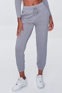 GREY French Terry Crop Top & Joggers Set, image 5
