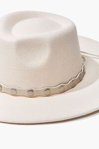 CREAM/SILVER Studded-Trim Felt Panama Hat, image 5