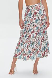 CREAM/MULTI Floral Print Crop Top & Midi Skirt Set, image 6
