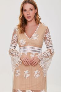 WHITE/NUDE Crochet Lace Maxi Dress, image 4