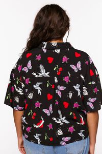 Plus Size Floral Butterfly Print Shirt, image 3