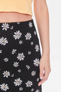BLACK/MULTI Floral Print Lettuce-Edge Skirt, image 6