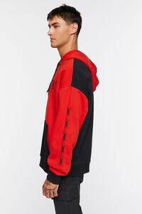 BLACK/RED Colorblock Graphic Embroidered Hoodie, image 3