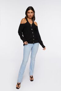 BLACK Open-Shoulder Sweater-Knit Top, image 4