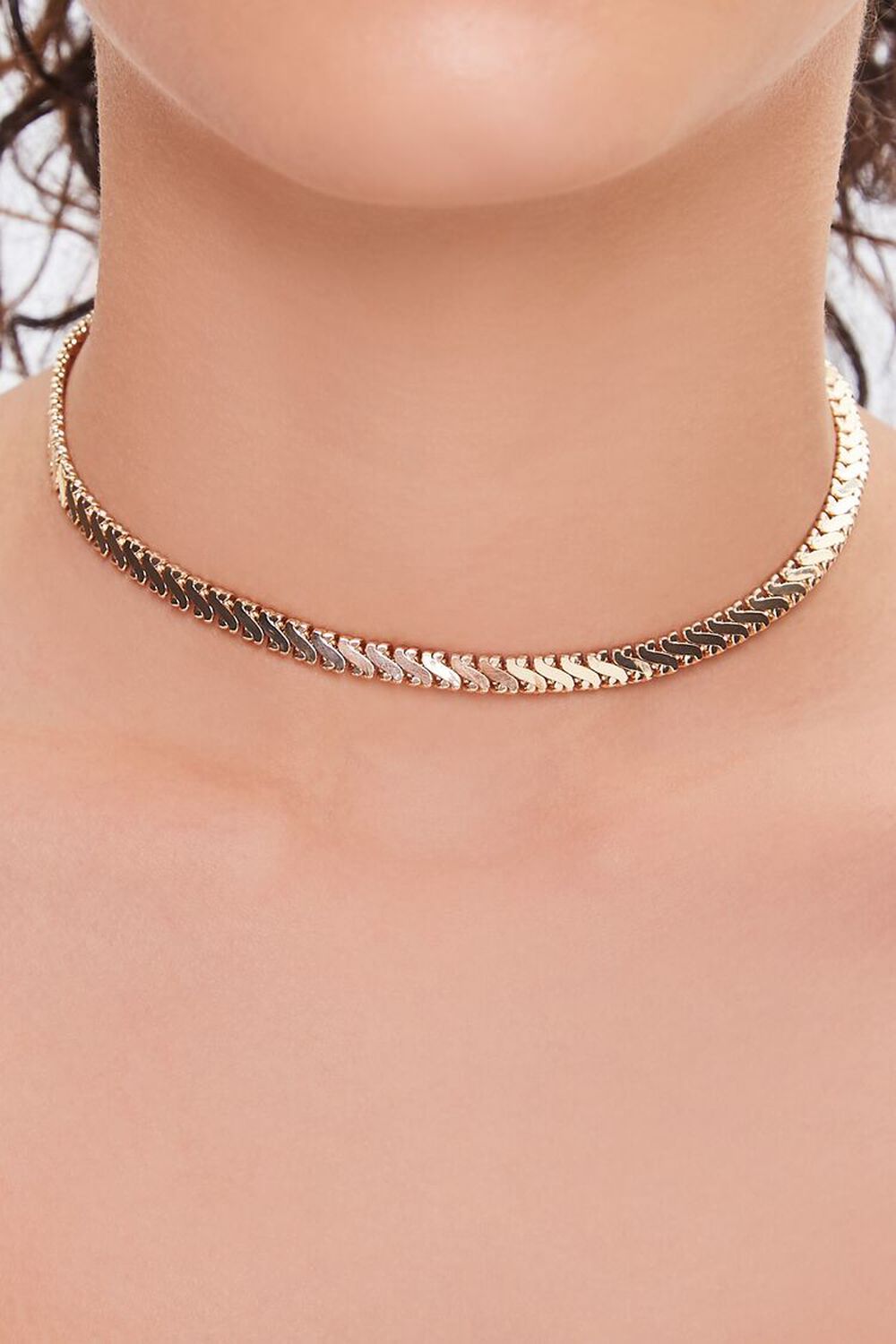 GOLD Herringbone Choker Necklace, image 1