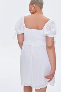WHITE Plus Size Eyelet Fit & Flare Dress, image 3