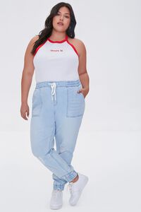 WHITE/RED Plus Size Over It Halter Top, image 4