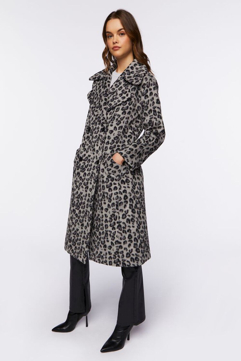 GREY/MULTI Leopard Print Duster Coat, image 2