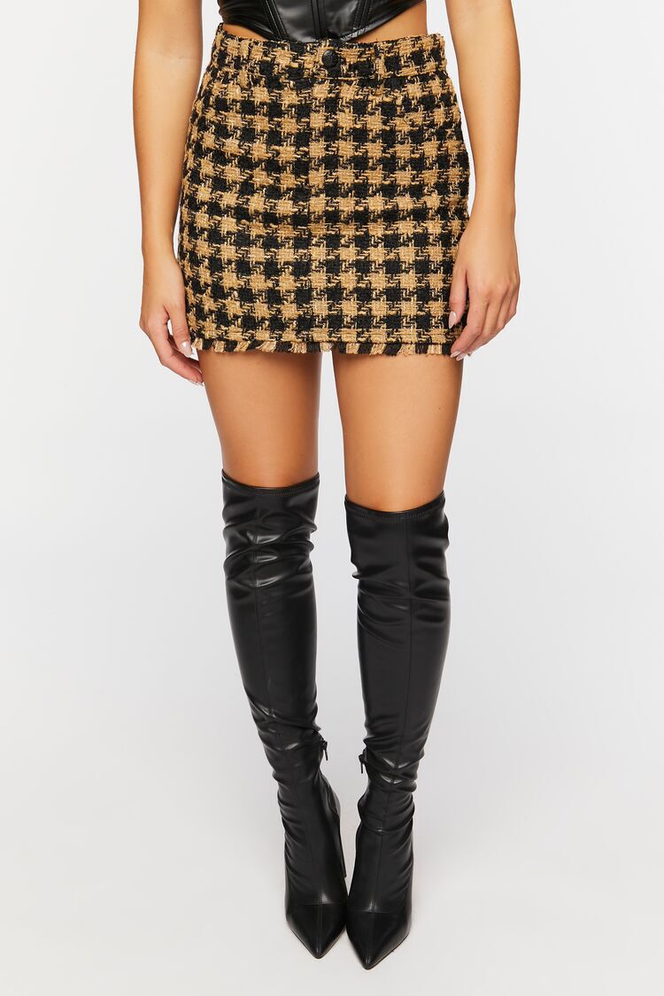 Tweed Houndstooth Mini Skirt