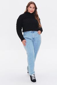 BLACK Plus Size Mock Neck Sweater, image 4