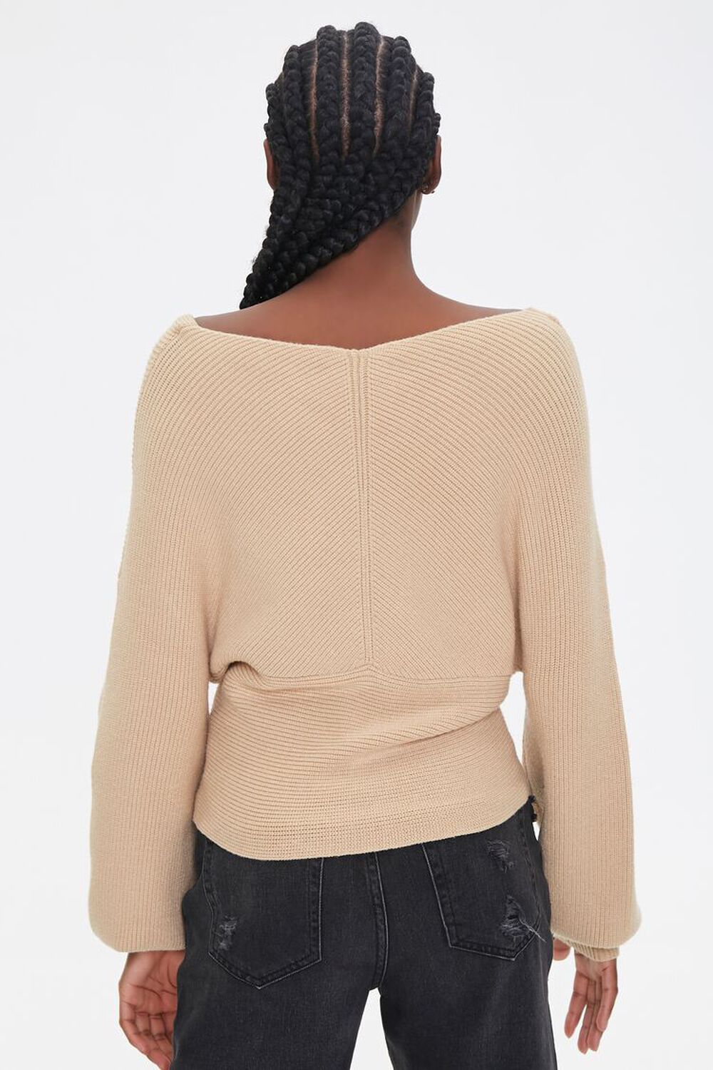 TAUPE Ribbed Crisscross-Front Sweater, image 3