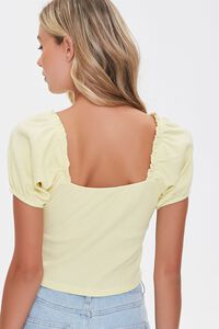 YELLOW Ruched Puff-Sleeve Top, image 3