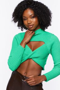 GREEN Twist-Front Combo Sweater, image 2