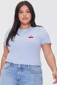 Plus Size Cherry Graphic Cropped Tee
