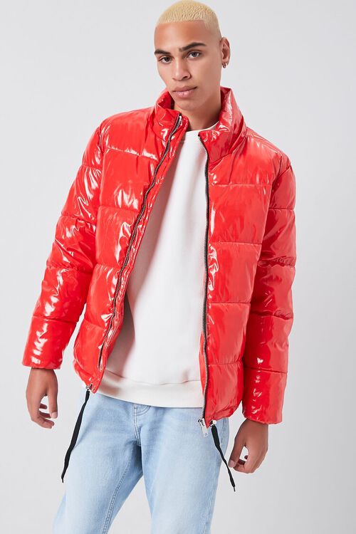 RED Hooded Zip-Up Puffer Jacket, image 5