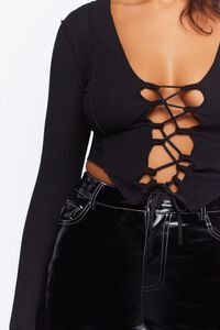 BLACK Lace-Up Long-Sleeve Crop Top, image 5