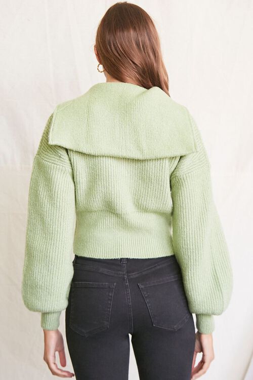 GREEN Ribbed Knit Half-Zip Sweater, image 3